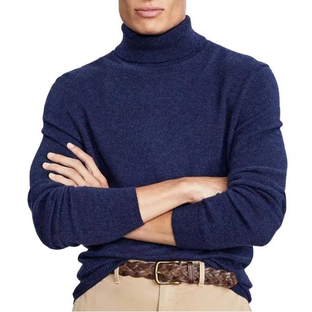 Club Room Men's Blue Cashmere Turtleneck Sweater XLARGE